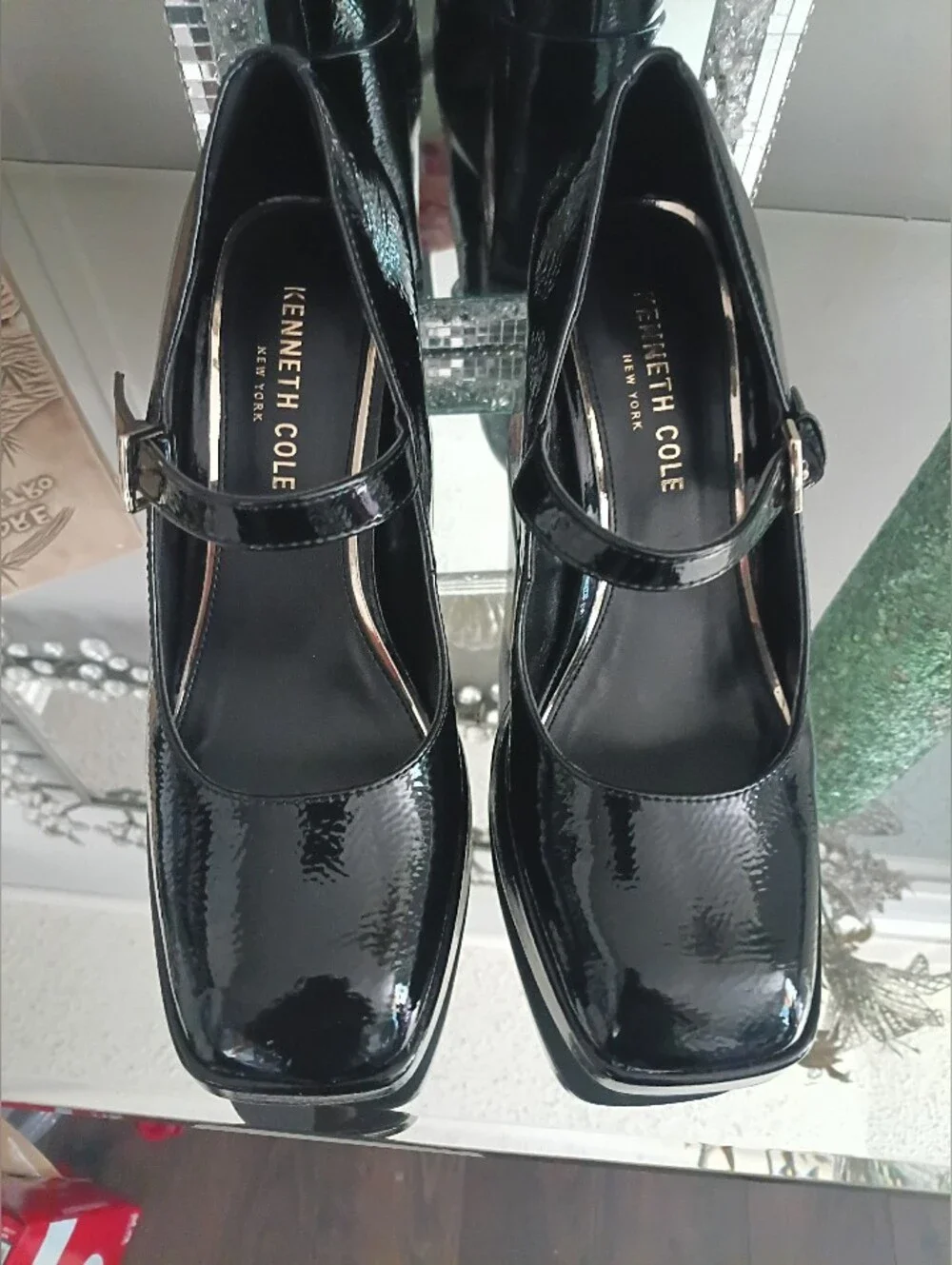 Kenneth Cole Black Patent Platform Mary Jane Pump